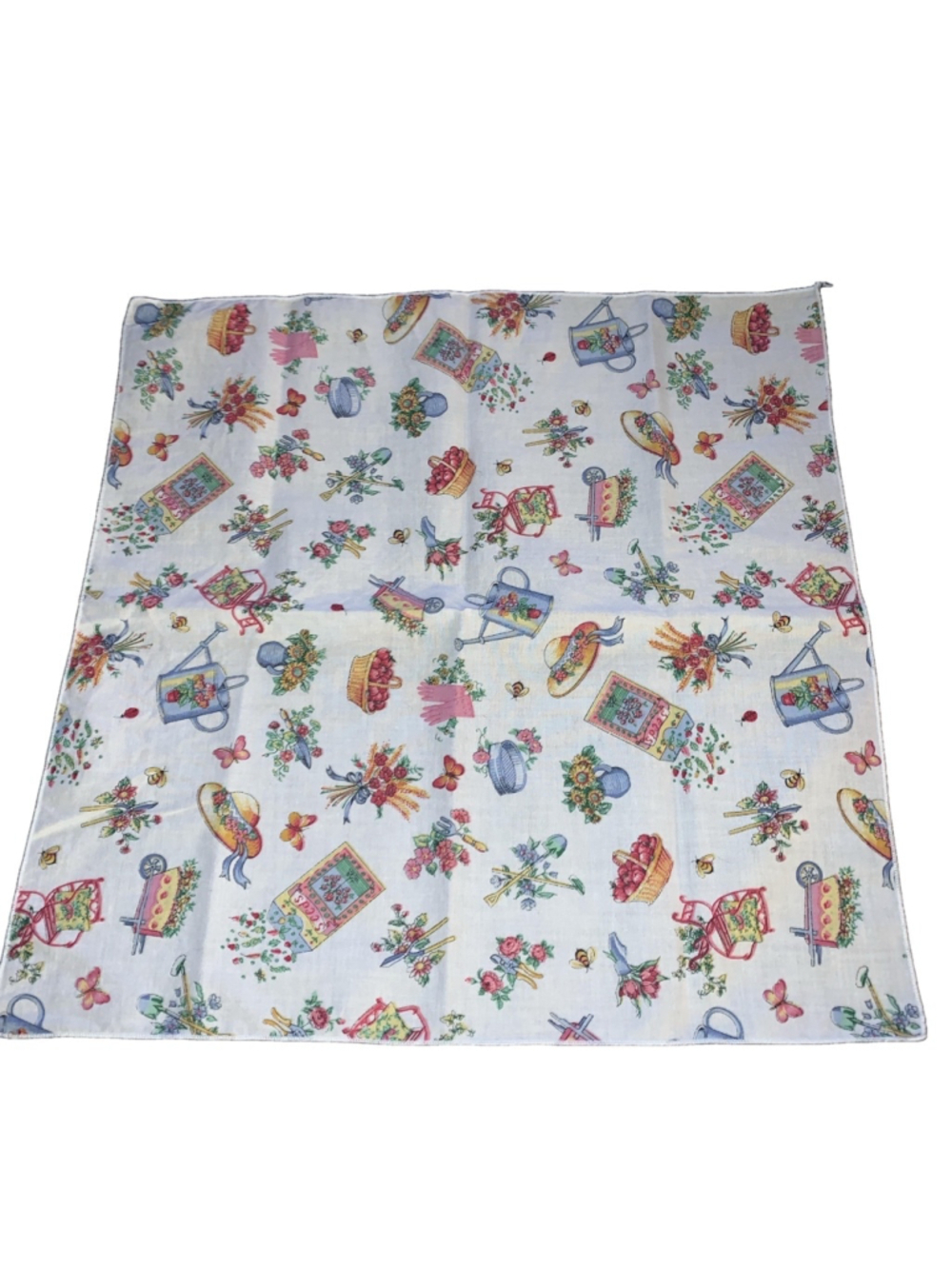Garden party cloth Napkins 16x16 set of four White Multi-color